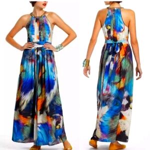 Ranna Gill Blue Tie Front Maxi Skirt Resort Wear